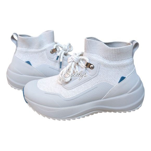 Vessi Shoes - Vessi Stormburst Womens 7 Frost White Waterproof High Top Knit Sneaker Boot